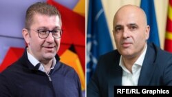 Лидерот на ВМРО-ДПМНЕ Христијан Мицкоски и премиерот Димитар Ковачевски.