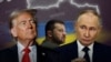 Американскиот претседател Доналд Трамп(лево), украинскиот претседател Володомир Зеленски и рускиот претседател Володомир Зеленски(десно)
