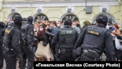 Ілюстрацыйнае фота. Акцыя пратэсту ў Гомлі 27 верасьня 2020 