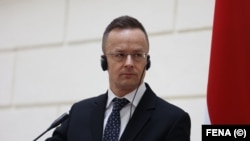 Ministrul ungar de externe, Peter Szijjarto, la Sarajevo, 22 martie.