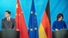 Ministrja e Jashtme e Gjermanisë, Annalena Baerbock, dhe ministri i Jashtëm i Kinës, Qin Gang, gjatë një konference për media në Berlin, 9 maj 2023.