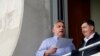 Orbán Viktor és Mészáros Lőrinc egy futballmérkőzésen a felcsúti Pancho Arénában 2019. május 19-én