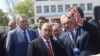 Milorad Dodik, Viktor Orban i Aleksandar Vučić (sleva nadesno) na prikazu sposobnosti Vojske Srbije u Batajnici kod Beograda, 22. april 2023.