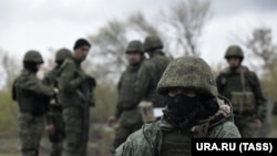 Russian reservists called up for mobilization undergo training at a training ground near Donetsk in eastern Ukraine in October 2022.