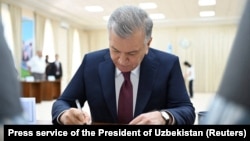 Прэзыдэнт Узбэкістану Шаўкат Мірзіёеў на прэзыдэнцкіх выбарах 9 ліпеня 2023 году