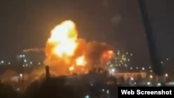There were reportedly several powerful explosions in the Crimean port of Sevastopol early on March 24.