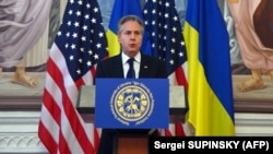 Državni sekretar SAD-a Entoni Blinken tokom obraćanja studentima u Kijevu, 14. maja 2024.