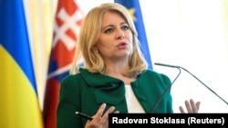 Президент Словаччини Зузана Чапутова під час заяви для преси після зустрічі з президентом України Володимиром Зеленським. Братислава, Словаччина, 7 липня 2023 року, ілюстративне фото
