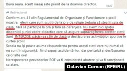 Părăsirea clasei în timpul orei de religie nu era permisă, în 2022, într-o școală din București