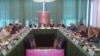 Captură de ecran din reportajul Rossia 1 dedicat conferinței de la Moscova organizată de Institutul țărilor CSI. Printre participanți – deputatul socialist, Bogdan Țîrdea (colț îndepărtat stânga).