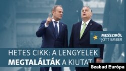 Donald Tusk lengyel miniszterelnök és Orbán Viktor magyar kormányfő az IAEA nukleárisenergia-csúcstalálkozón Brüsszelben 2024. március 21-én.
