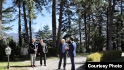 Претседателот Стево Пендаровски ги пречека Жозеп Борел и Мирослав Лајчак во Вилата Билјана во Охрид, 18 март 2023