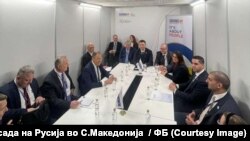 Министерот за надворешни работи на Русија, Сергеј Лавров со министрите за надворешни работи на Северна Македонија, Бујар Османи и министерот за надворешни работи на Малта, Иан Борг, Скопје, 30.11.2023.