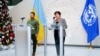 Президент України Володимир Зеленський і директорка Міжнародного валютного фонду (МВФ) Крісталіна Георгієва. Вашингтоні, 11 грудня 2023 року