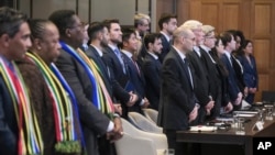 Судиите на Меѓународниот суд на правдата при одлучувањето по тужбата на Јужноафриканската Република против Израел, 26 јануари 2024 година