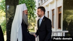 Patrijarh SPC Portfirije i predsjednik Crne Gore Jakov Milatović u Podgorici, 14. oktobra 2023.