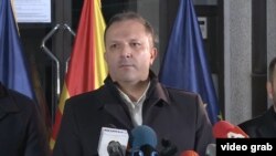Оливер Спасовски, министер за внатрешни работи на Северна Македонија, на вонредна прес конференција, 5.12.2023, Скопје