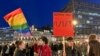 Србија - Протест против полициската бруталност врз ЛГБТ+ лицата, во Белград, 6 март 2024 година.