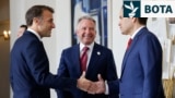 Presidenti francez, Emmanuel Macron, i dërguari i posaçëm i SHBA-së, Steve Witkoff, dhe sekretari amerikan i Shtetit, Marco Rubio. Paris, 17 prill 2025. 