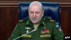 Captură video cu generalul-locotenent rus Igor Kirillov, responsabilul trupelor ruse pentru protecția radioactivă, chimică și biologică. Moscova. Octombrie 2022.