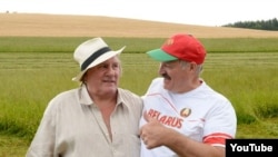Жэрар Дэпард‘ё і Аляксандар Лукашэнка, здымак 2015 году