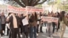 Armenia - Refugees from Nagorno-Karabakh protest outside the main government building in Yerevan, April 3, 2025. 