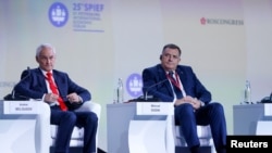 Членот на Претседателството на БиХ, Милорад Додик и првиот заменик-премиер на Русија Андреј Белоусов на Меѓународниот економски форум во Санкт Петербург, 16 јуни 2022 година