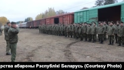 Фото Міністерства оборони Білорусі, на якому, як стверджується, зображені російські військові, які прибули до Білорусі, 20 жовтня 2022 року