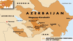 Мапа на Нагорно Карабах и Азербејџан и Ерменија.