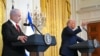 Američki predsjednik Donald Trump (desno) i izraelski premijer Benjamin Netanyahu na konferenciji za novinare u istočnoj sobi Bijele kuće u Washingtonu, 4. februara 2025. 