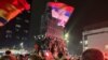 Nis, Serbia - students protest, night photos