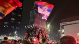 Nis, Serbia - students protest, night photos
