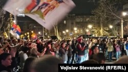 Građani protestuju protiv aktivista vladajuće SNS, Beograd, 23. mart 2025.