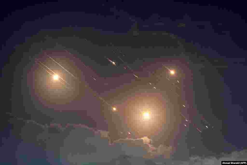 Rockets could be seen in the sky from the northern Israeli city of Baqa al-Gharbiyye. 
