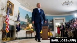 Дональд Трамп після заяви про вихід США з ядерної угоди з Іраном, Білий дім, Вашингтон, 8 травня 2018 року