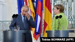 Канцлер Німеччини Анґела Меркель і президент Росії Володимир Путін. Німеччина, 18 серпня 2018 року