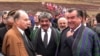Tajik President Emomali Rahmon (right) and Prince Karim Aga Khan IV (left), launch the construction of a new bridge between Tajikistan and Afghanistan late last year. (file photo)