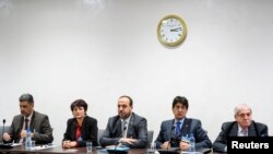 هیات مذاکره کننده مخالفان حکومت سوریه در ژنو (عکس از آرشیو)
