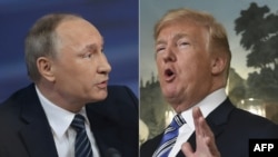 Комбіноване фото. Президент США Дональд Трамп (праворуч) і президент Росії Володимир Путін