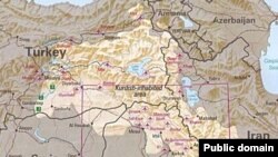 نقشه مناطق کردنشین در چهار کشور ایران، ترکیه، عراق و سوریه