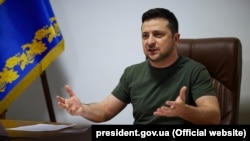 Претседателот на Украина Володимир Зеленски за време на онлајн-конференција со претставниците на американскиот Конгрес. Киев, 5 март 2022 година.