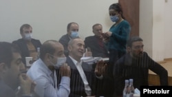 Armenia -- Former President Robert Kocharian gestures during his trial in Yerevan, January 19, 2021.