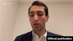Armenia -- The leader of the opposition Luys bloc, Davit Khazhakian, makes a video address on Facebook, November 29, 2019.