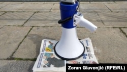 Detalj sa protesta novinara u Beogradu, mart 2021. godine, ilustrativna fotografija