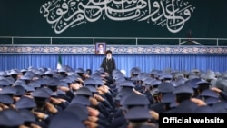 Iranian Supreme Leader Ayatollah Ali Khamenei gives a speech on February 8 marking the 40th anniversary of the 1979 revolution.