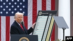 Прэзыдэнт ЗША Дональд Трамп абвяшчае новыя мыты, 2 красавіка 2025 году