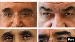 از چپ و بالا؛ مهدی کروبی، محسن رضایی، محمود احمدی‌نژاد و میرحسین موسوی، چهار نامزد دهمین انتخابات ریاست جمهوری ایران