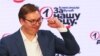 Сръбският президент Александър Вучич празнува победата на партията си СНС на парламентарните избори на 21 юни