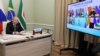 Președintele rus Vladimir Putin participă la cel de-al 14-lea Summit BRICS în format virtual, prin legătură video, în regiunea Moscova, Rusia 23 iunie 2022