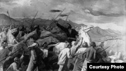 Семён Чуйковдун "1916-жылдагы кыргыз элинин көтөрүлүшү" аттуу кыл калем менен тартылган сүрөтү. 1931-жыл.
